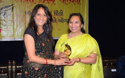 Honored by Shakti Foundation with auspicious hands of Kajal Oza Vaidya